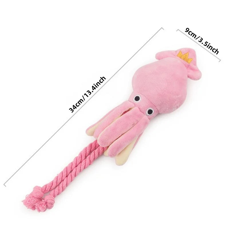 GlowPaws™ Plush Squid Dog Toy – Squeaky, Soft & Bite-Resistant
