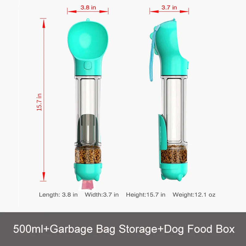 GlowPaws™ Portable Dog Water Bottle – 300ml & 500ml with Food Box