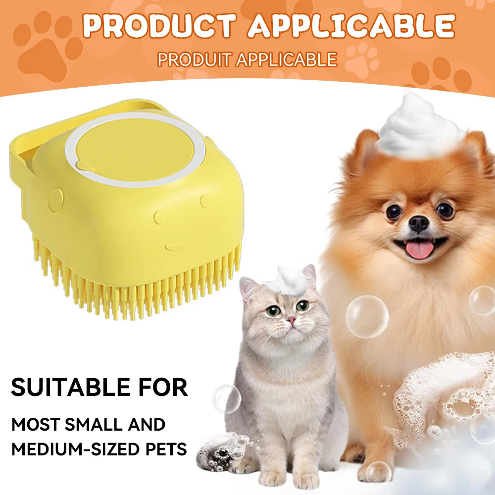GlowPaws™ Bath Buddy – 2-in-1 Massage & Shampoo Brush for Dogs & Cats