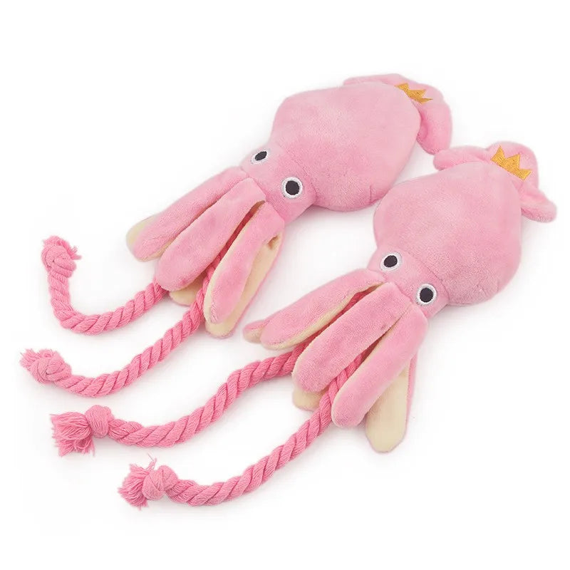 GlowPaws™ Plush Squid Dog Toy – Squeaky, Soft & Bite-Resistant