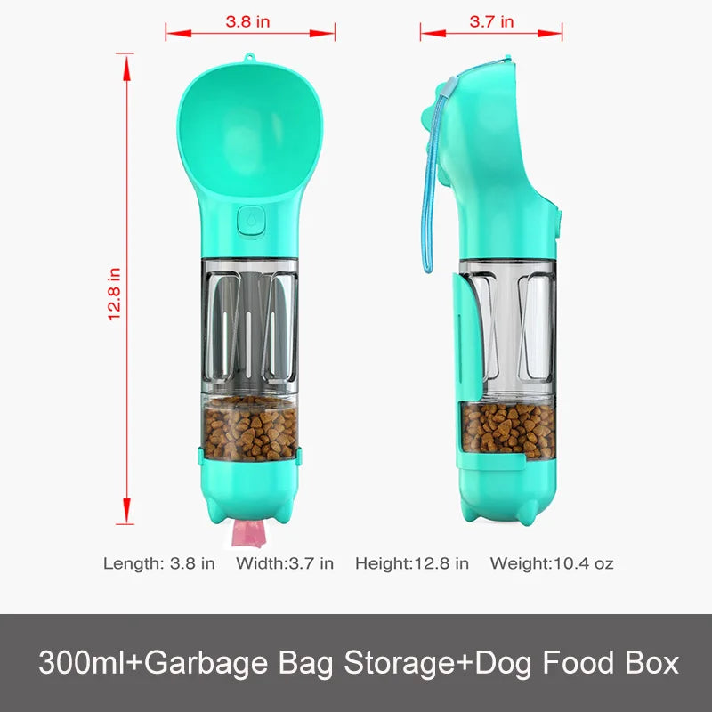 GlowPaws™ Portable Dog Water Bottle – 300ml & 500ml with Food Box