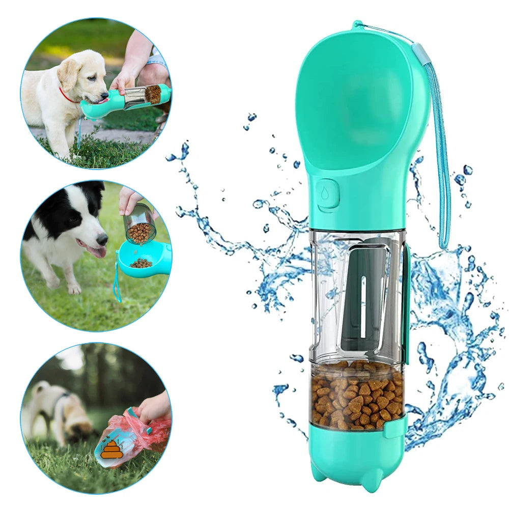 GlowPaws™ Portable Dog Water Bottle – 300ml & 500ml with Food Box