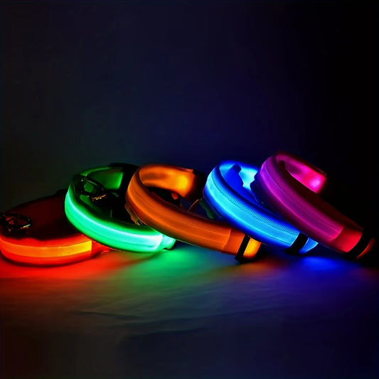 GlowPaws™ Reflective LED Dog Collar – Geometric Glow, Battery Powered, Battery-Powered, Ideal for Small/Medium Breeds