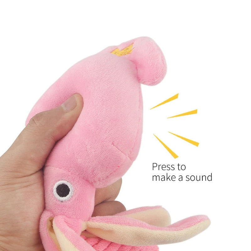 GlowPaws™ Plush Squid Dog Toy – Squeaky, Soft & Bite-Resistant