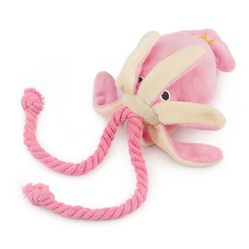 GlowPaws™ Plush Squid Dog Toy – Squeaky, Soft & Bite-Resistant