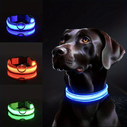 GlowPaws™ Reflective LED Dog Collar – Geometric Glow, Battery Powered, Battery-Powered, Ideal for Small/Medium Breeds