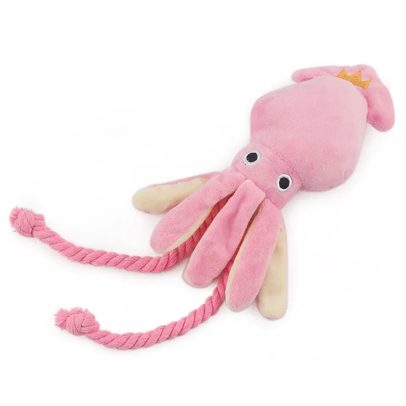 GlowPaws™ Plush Squid Dog Toy – Squeaky, Soft & Bite-Resistant